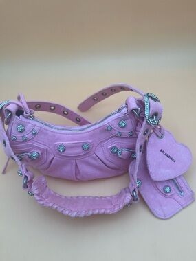 Balenciaga Pink and Black Zip Pouch